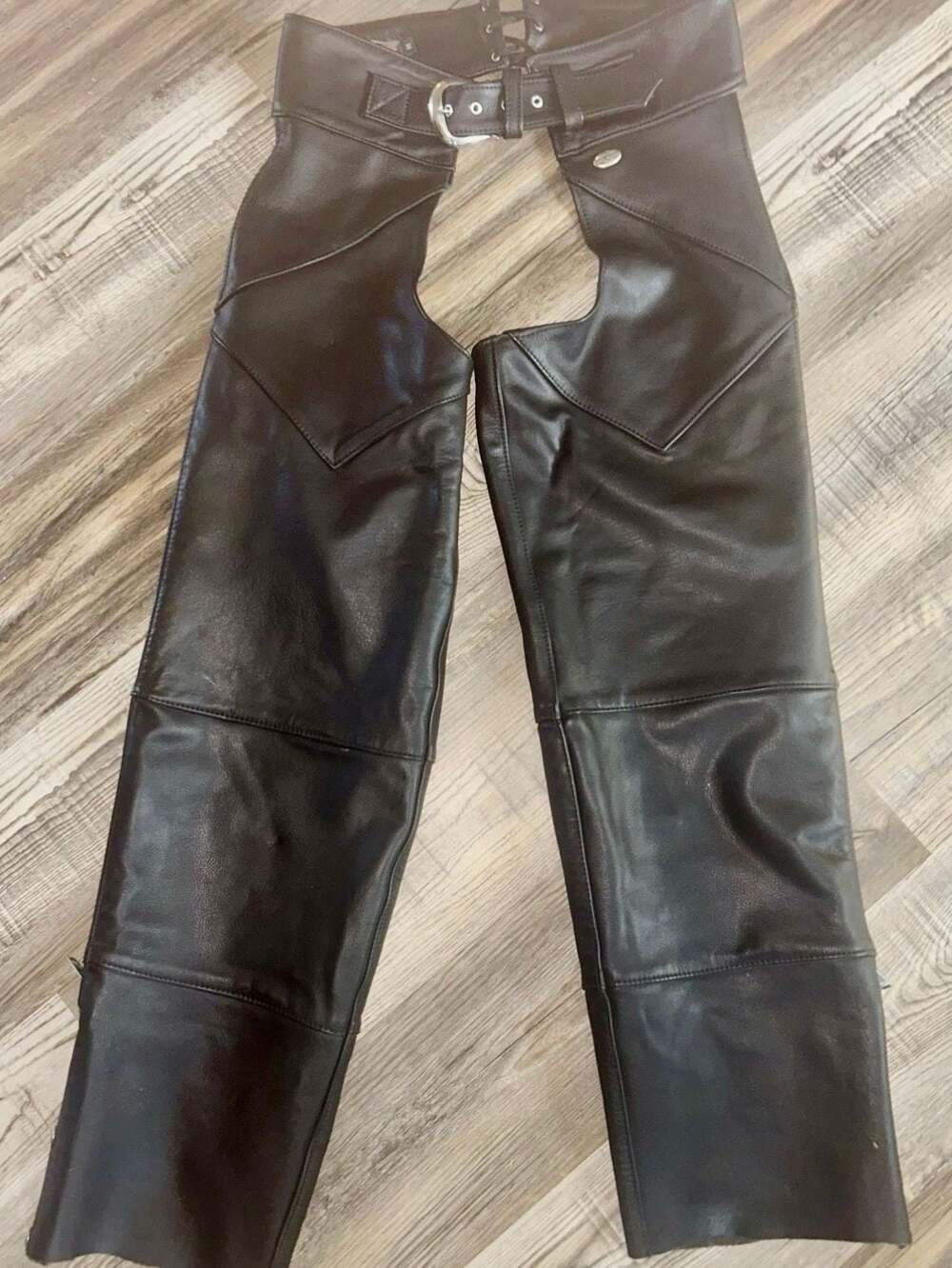 Harley-Davidson Women's Black Leather Riding Chaps Size Medium Made in USA